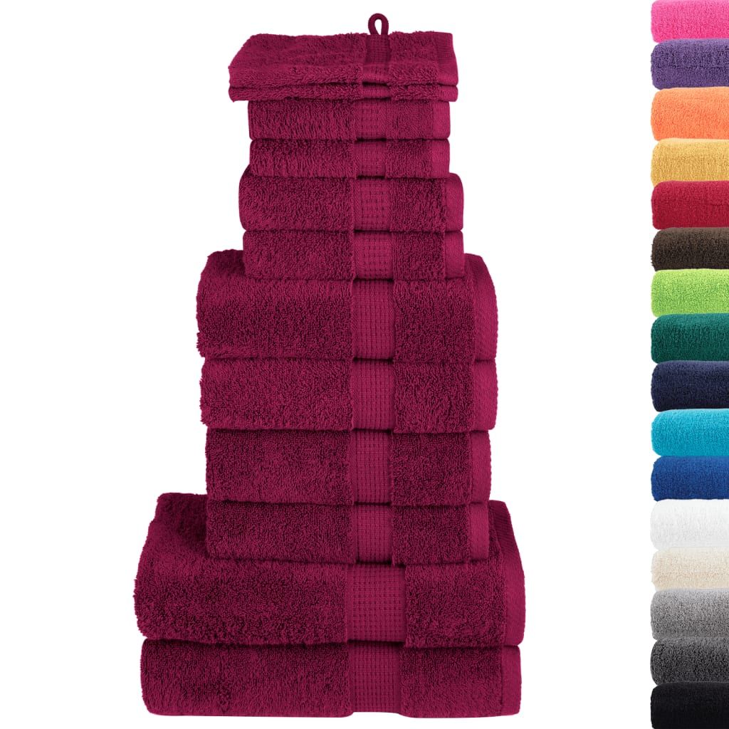 Set ASciugamani SOLUND 12 pz Bordeaux 600 gsm vidaXL