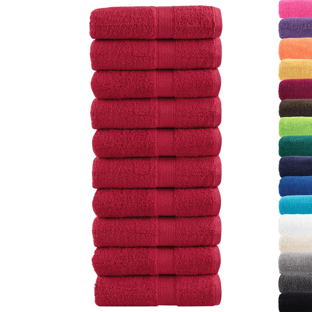 Asciugamani per Ospiti SOLUND 10pz Rossi 30x50 cm 600 g/m² vidaXL
