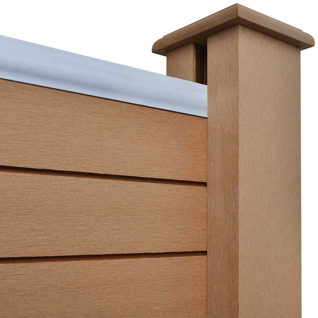 Pannelli Recinto WPC 5 Quadrati 1 Inclinato 973x187 cm Marrone vidaXL