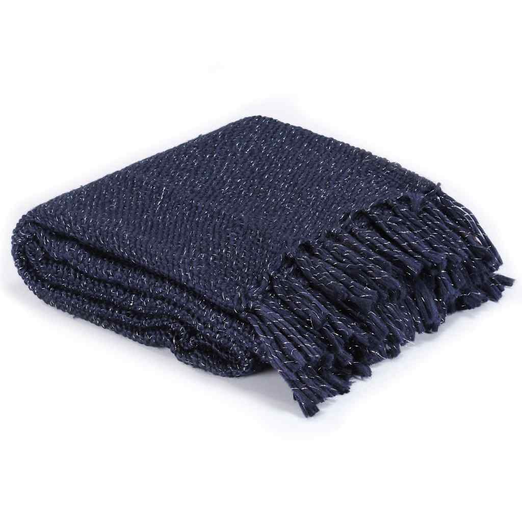 Copriletto con Lurex 220x250 cm Blu Marino vidaXL