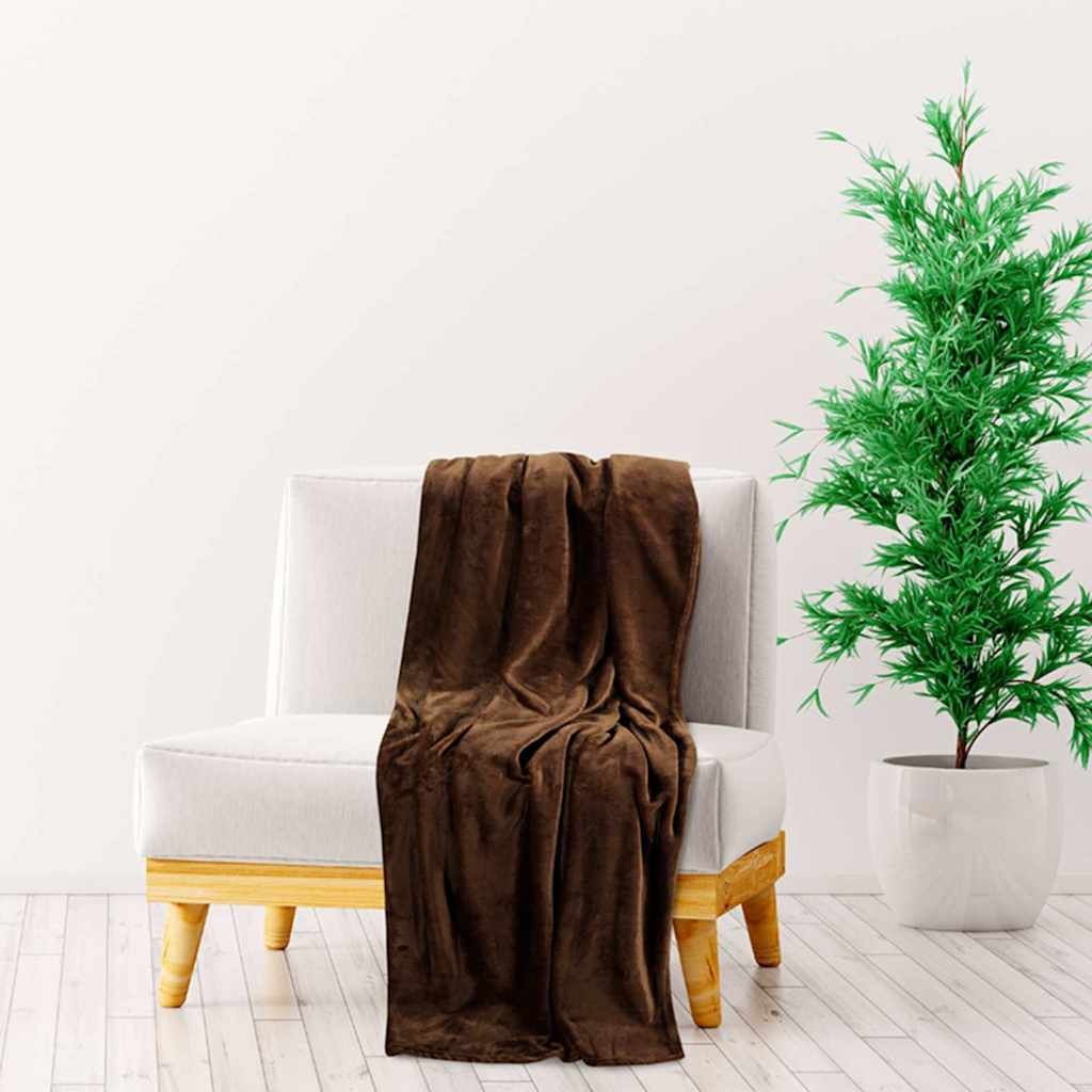 Coperta Marrone Cacao 200x240 cm in Poliestere vidaXL