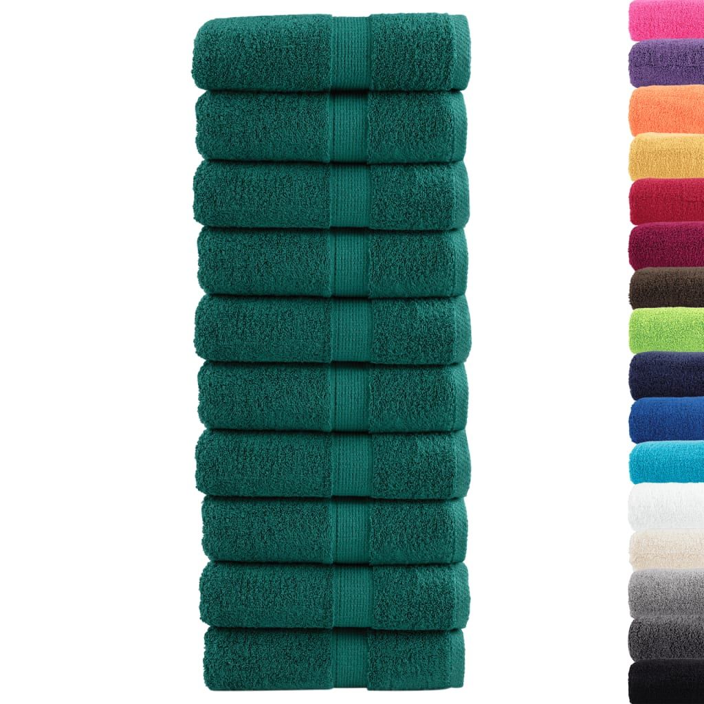 Asciugamani da Doccia SOLUND 10 pz Verdi 30x50 cm 600 g/m² vidaXL