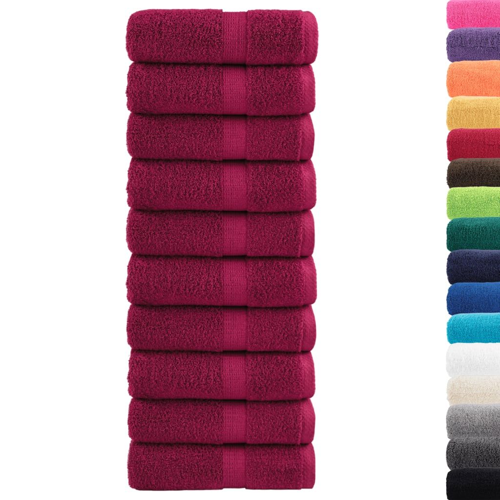 Asciugamani Premium SOLUND 10 pz Bordeaux 30x30 cm 600 g/m² vidaXL