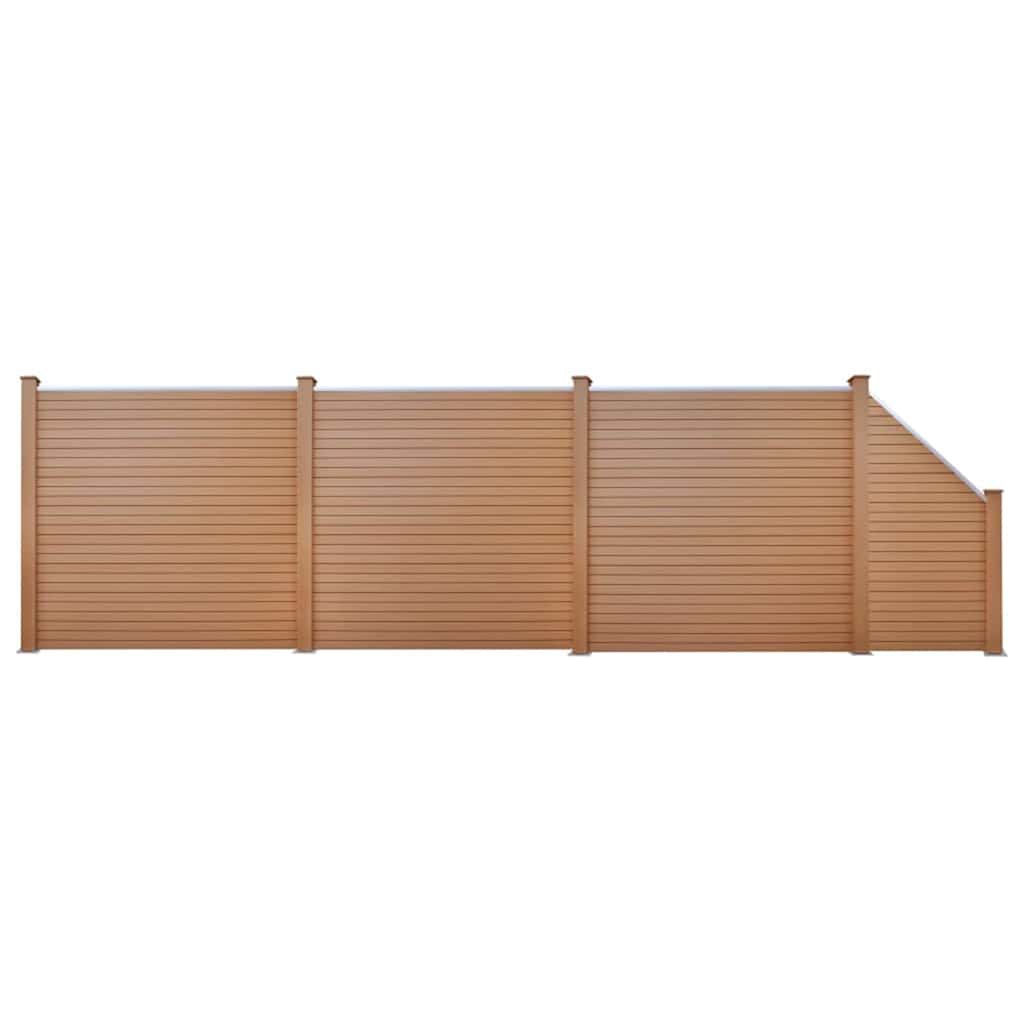 Pannelli di Recinzione 3 Quadrati 1 Inclinato 625x187cm Marrone vidaXL