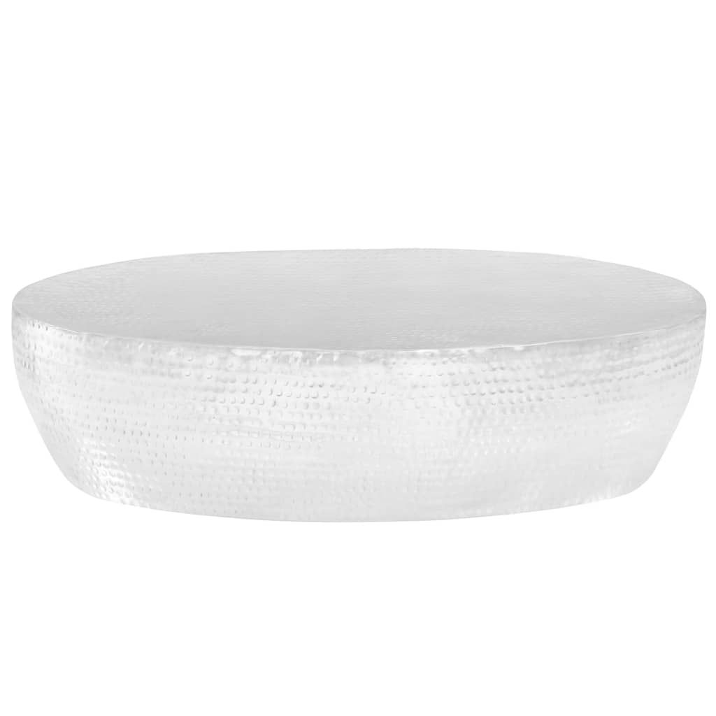 Tavolino da Salotto 100x50x28cm Argento in Alluminio Martellato vidaXL