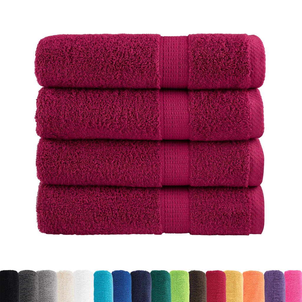 Asciugamani Doccia Premium SOLUND 4 pz Bordeaux 70x140 cm 600 g/m² vidaXL