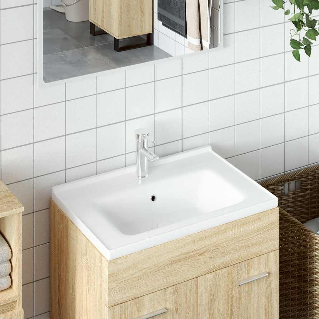 Lavandino da Bagno Bianco 71x48x19,5cm Rettangolare in Ceramica vidaXL