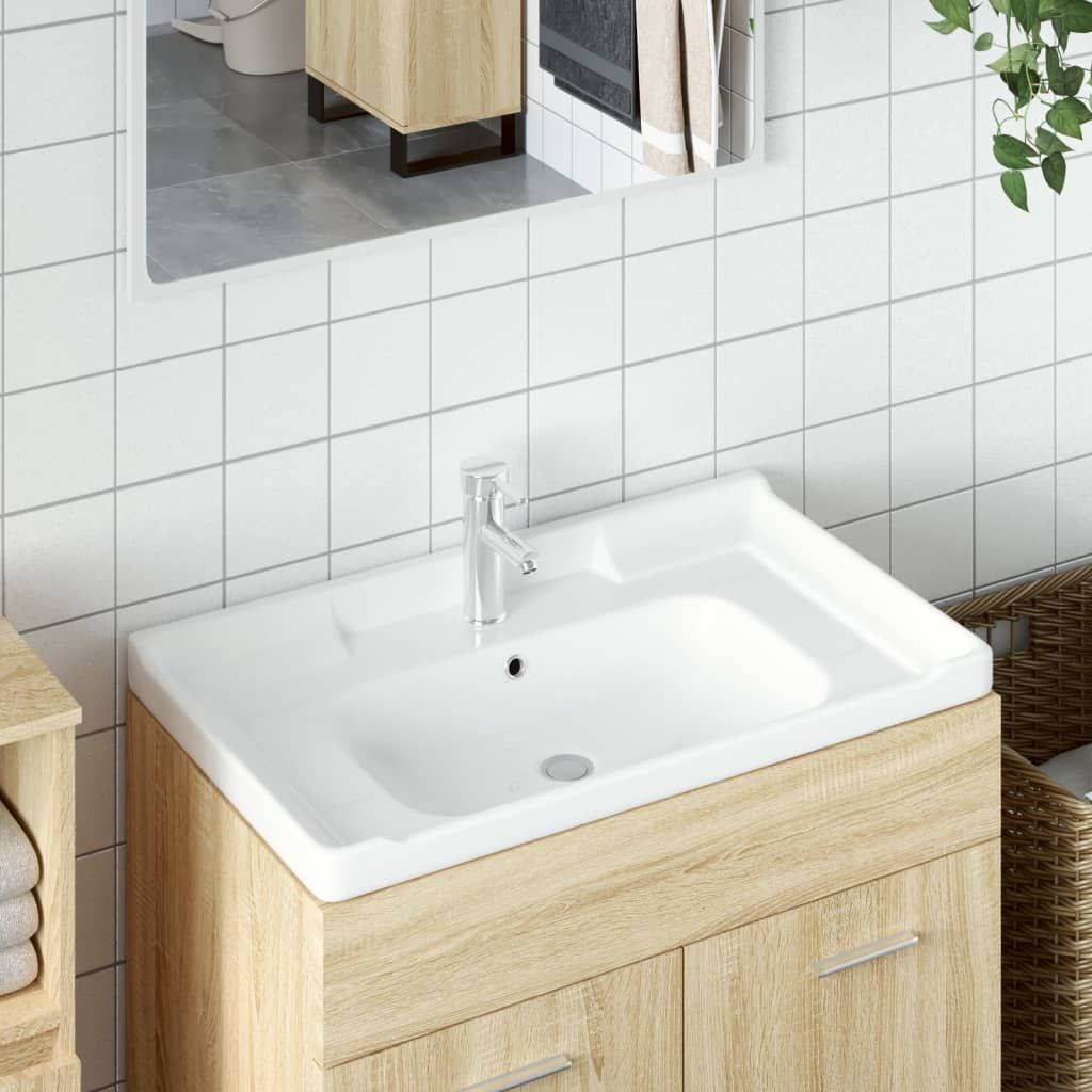 Lavandino da Bagno Bianco 81x48x23 cm Rettangolare in Ceramica vidaXL