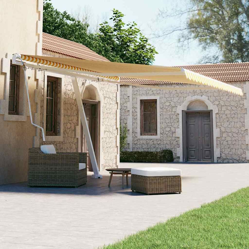 Tenda da Sole Autoportante Automatica 400x300 cm Gialla Bianca vidaXL