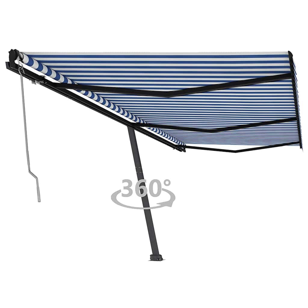 Tenda da Sole Autoportante Automatica 600x350 cm Blu Bianca vidaXL