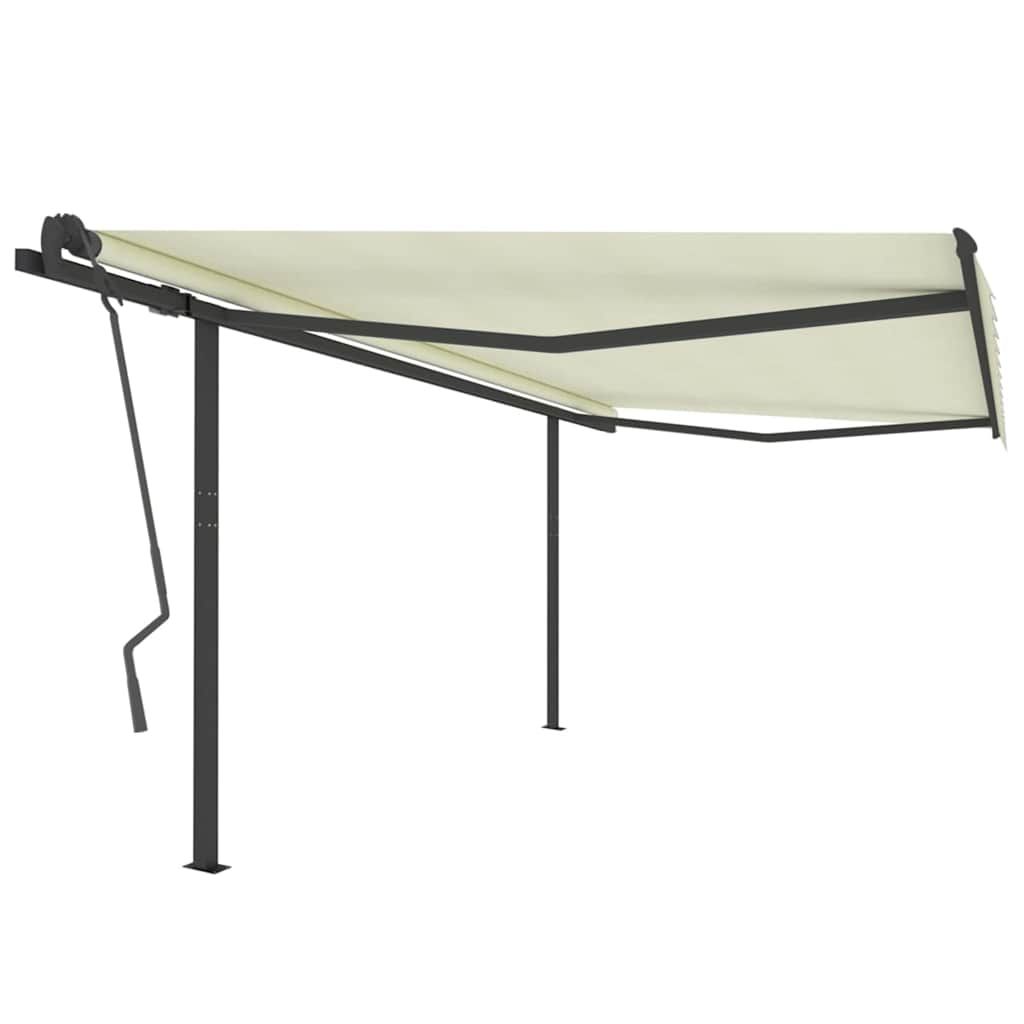 Tenda da Sole Retrattile Automatica con Pali 4x3,5 m Crema vidaXL