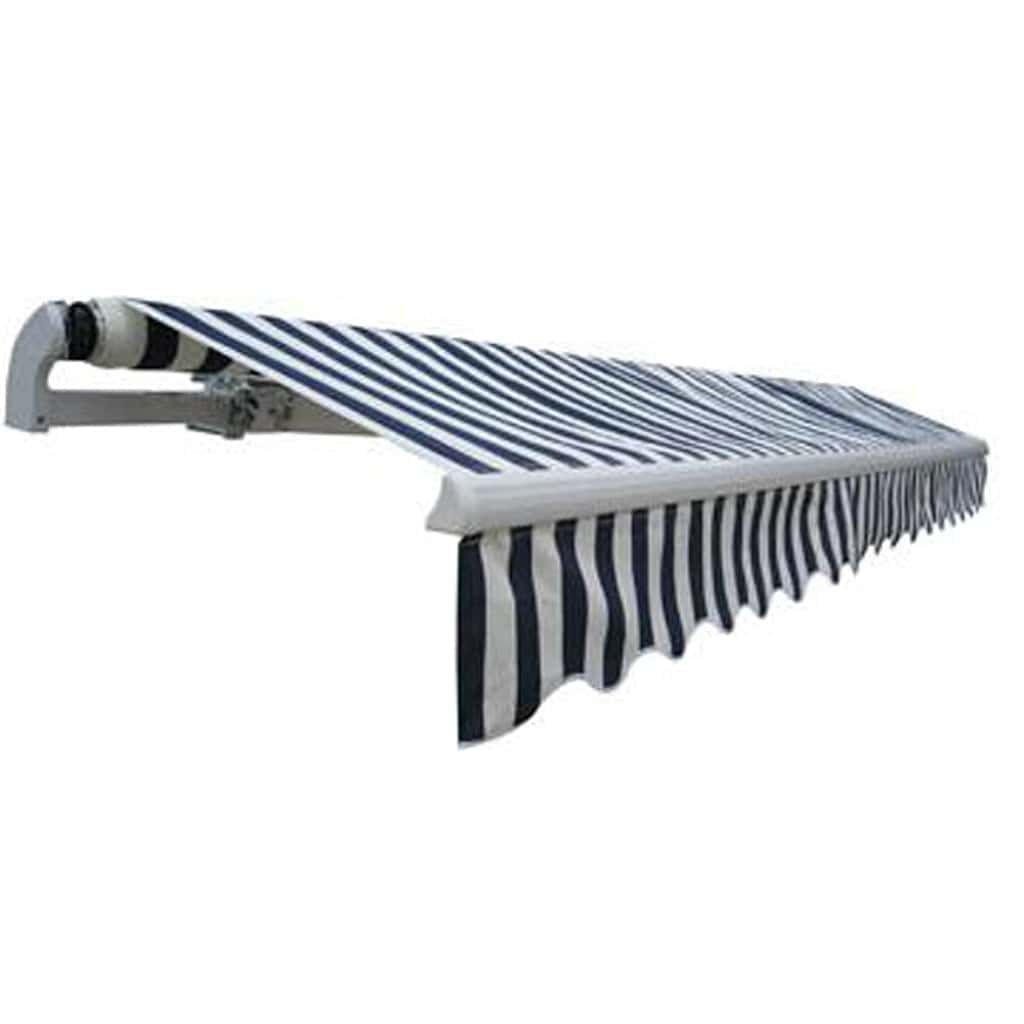 Tenda da Sole Pieghevole 400 cm Blu Marino e Bianco vidaXL
