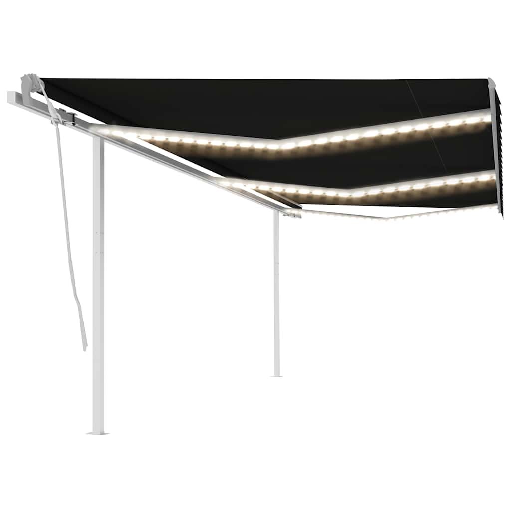 Tenda da Sole Retrattile Manuale con LED 6x3 m Antracite vidaXL