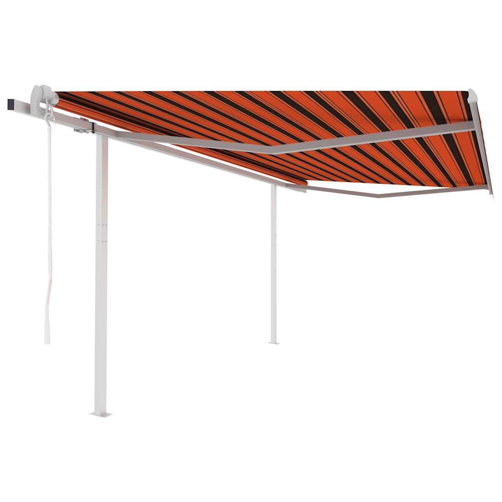 Tenda Retrattile Automatica con Pali 4,5x3,5 m Arancio Marrone vidaXL