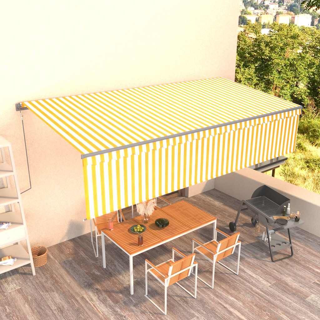 Tenda Retrattile Automatica con Parasole 6x3m Gialla Bianca vidaXL