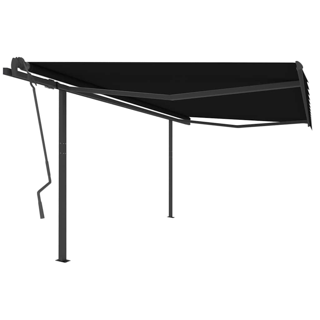 Tenda da Sole Retrattile Automatica con Pali 4x3,5 m Antracite vidaXL