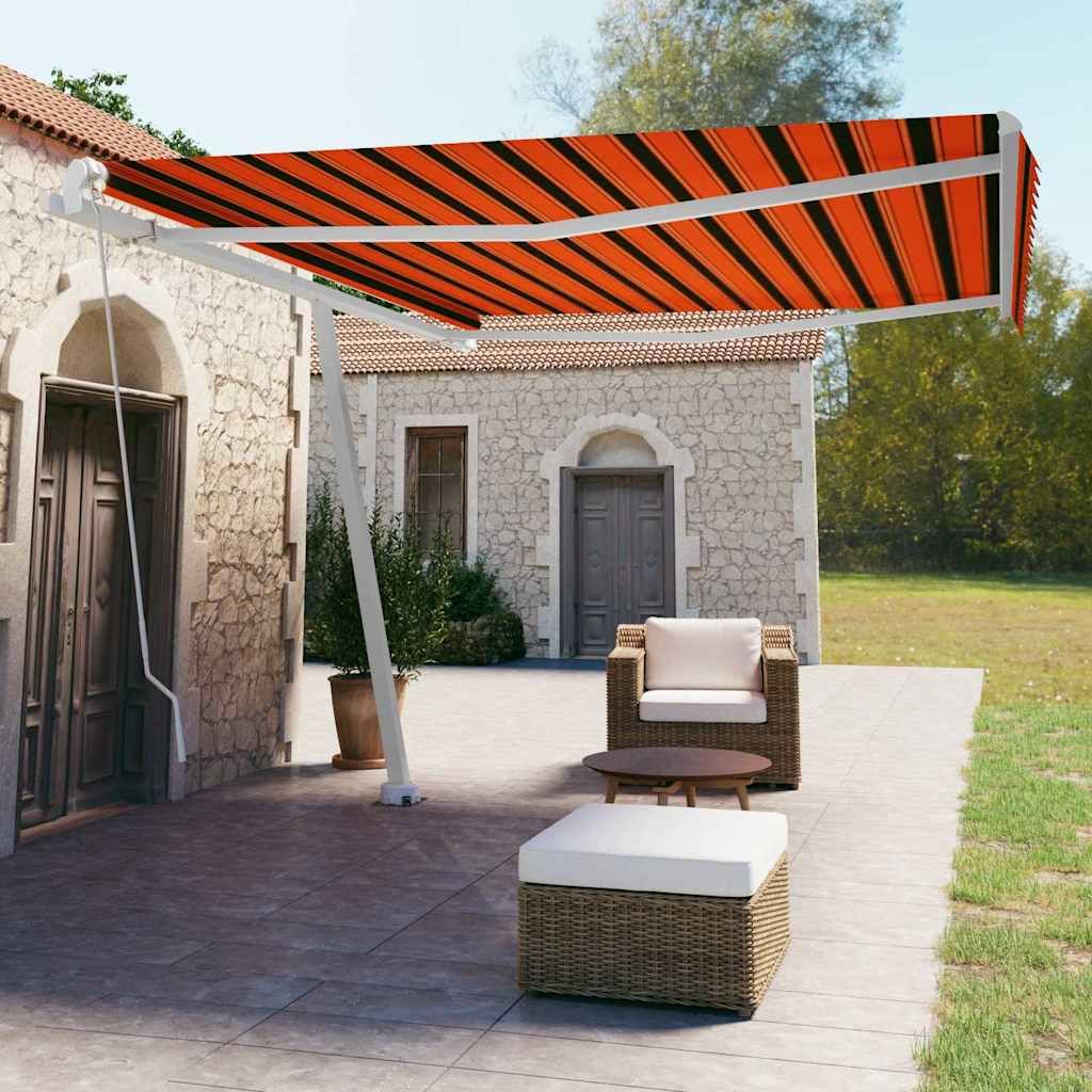 Tenda da Sole Autoportante Manuale 450x350cm Arancione Marrone vidaXL