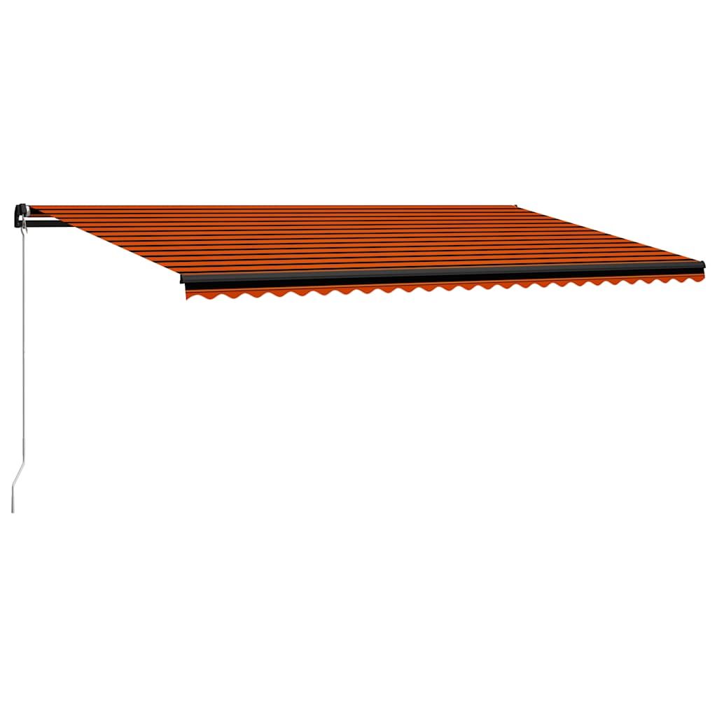 Tenda Retrattile Manuale con LED 600x300 cm Arancione e Marrone vidaXL