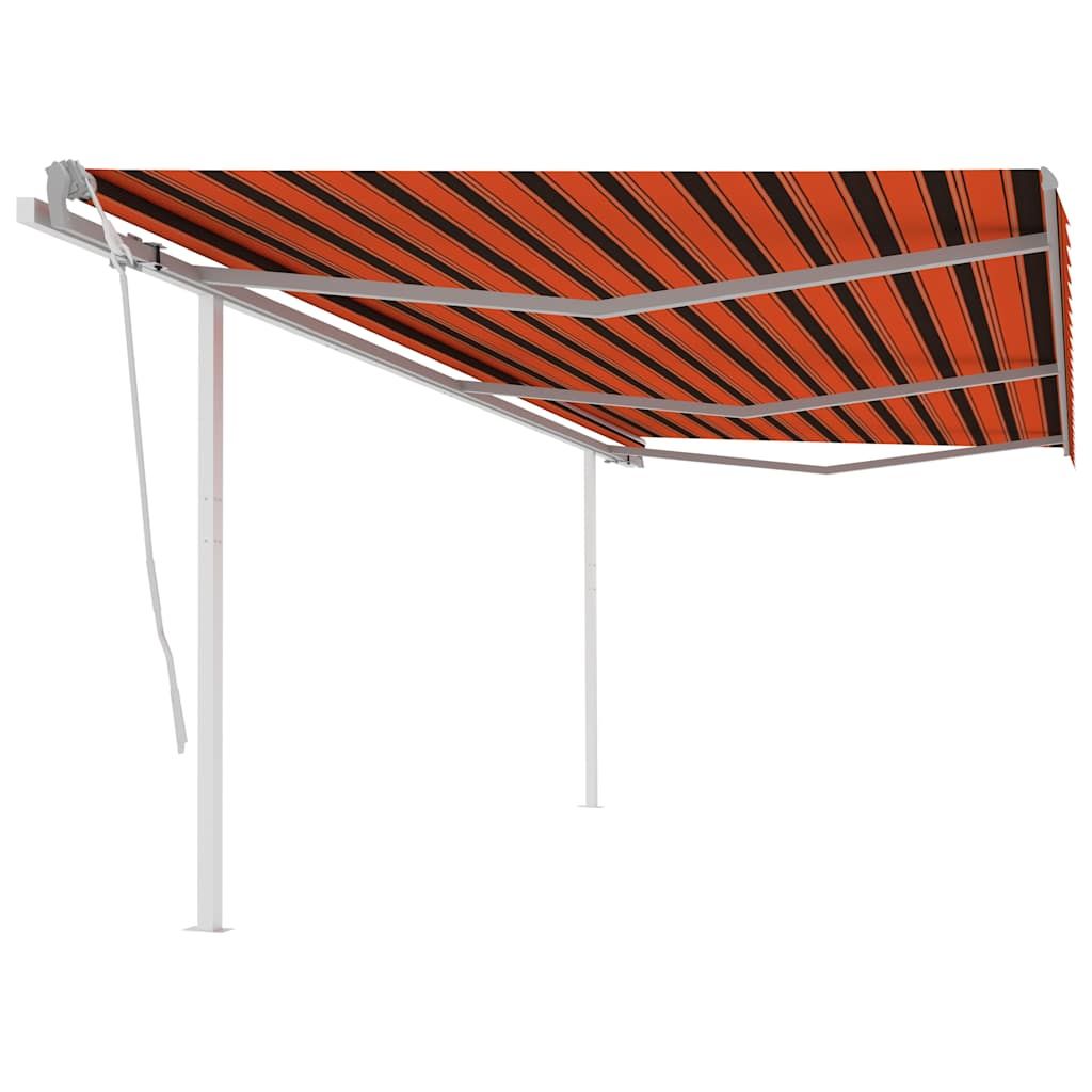 Tenda Retrattile Manuale con Pali 6x3,5 m Arancio e Marrone vidaXL