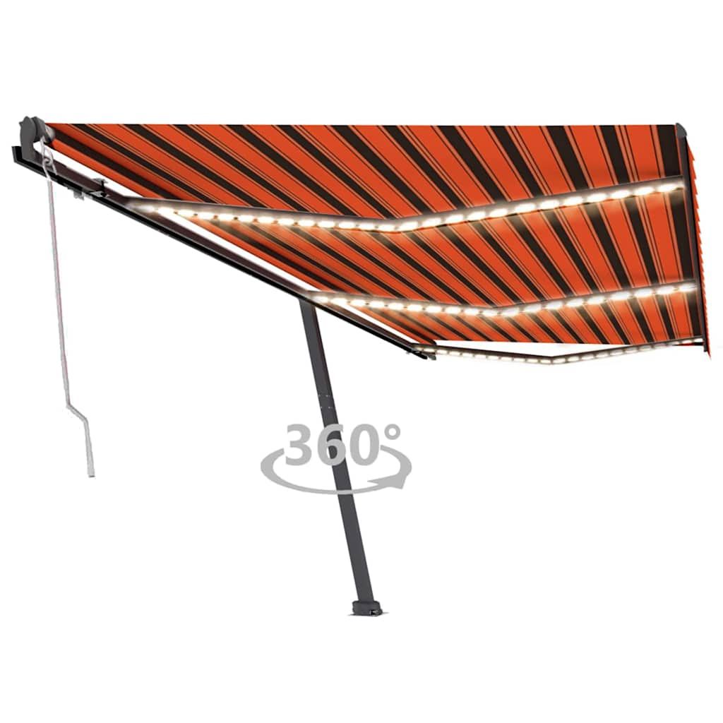 Tenda Automatica Sensore Vento e LED 600x300 cm Arancio Marrone vidaXL