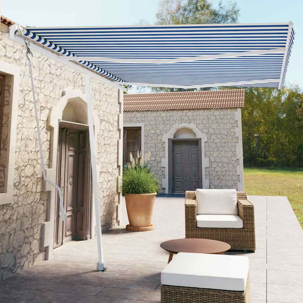 Tenda da Sole Automatica Autoportante 350x250 cm Blu e Bianca vidaXL