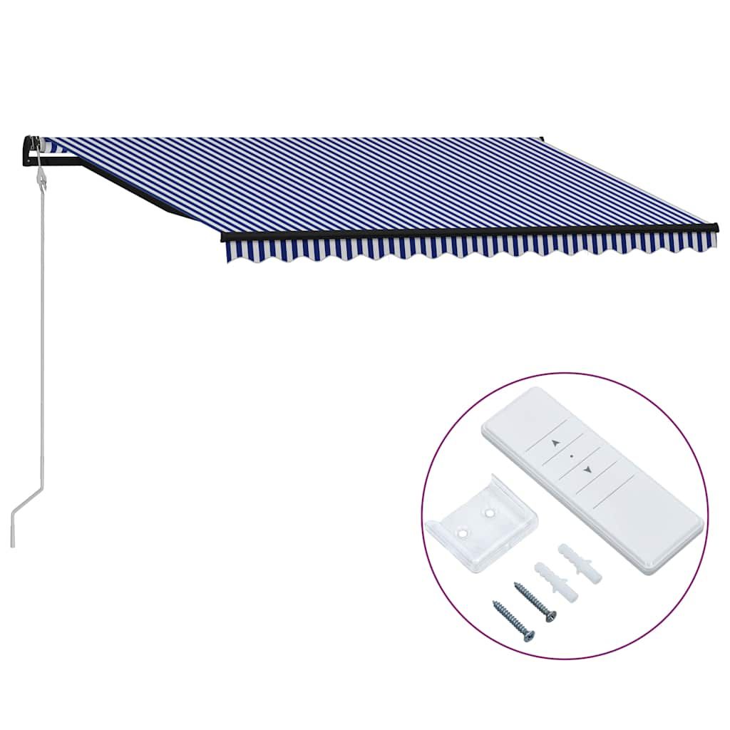 Tenda da Sole Retrattile Automatica 400x300 cm Blu e Bianca vidaXL
