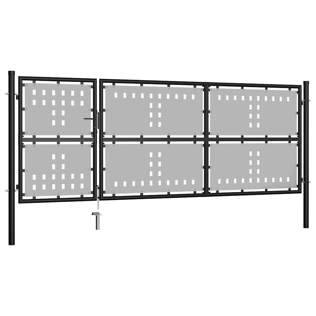 Cancello da Giardino in Acciaio 350x125 cm Nero vidaXL