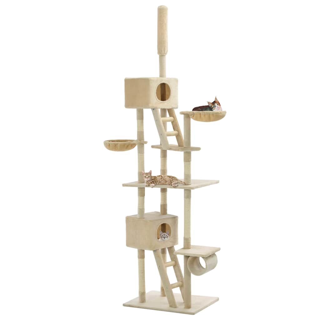 Albero per Gatti con Pali Tiragraffi in Sisal 230-260 cm Beige vidaXL