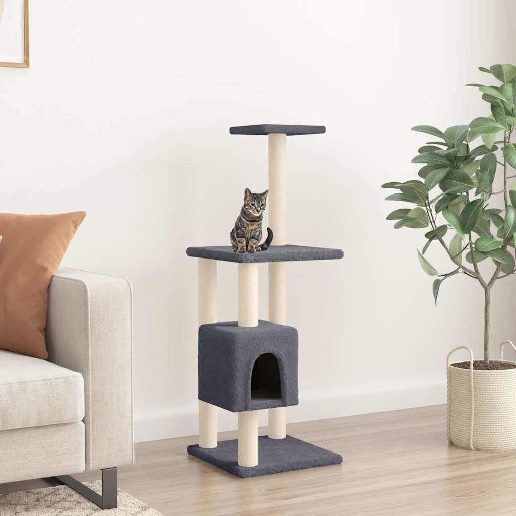 Albero per Gatti con Tiragraffi in Sisal Grigio Scuro 104 cm vidaXL