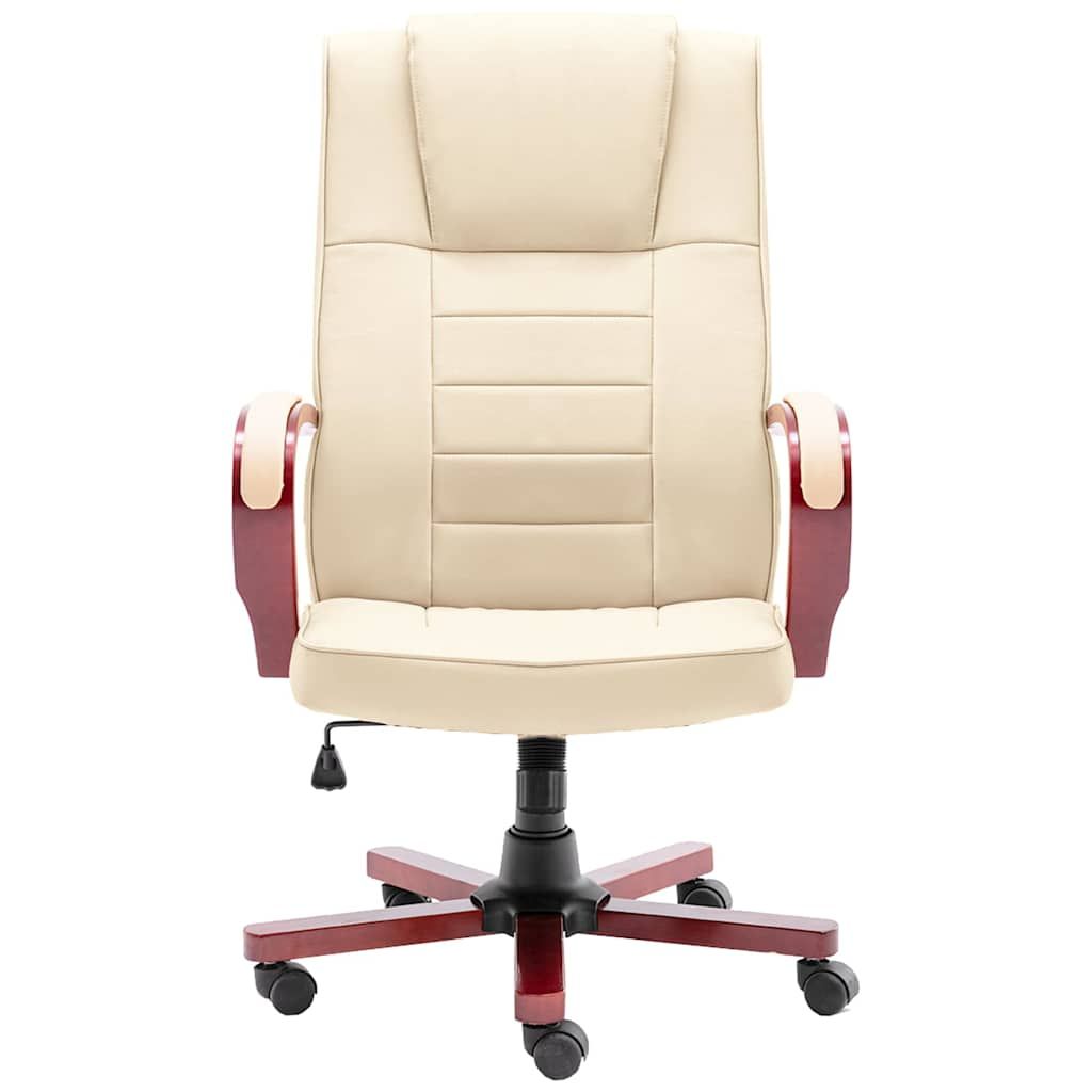 Sedia da Ufficio Crema in Vera Pelle vidaXL