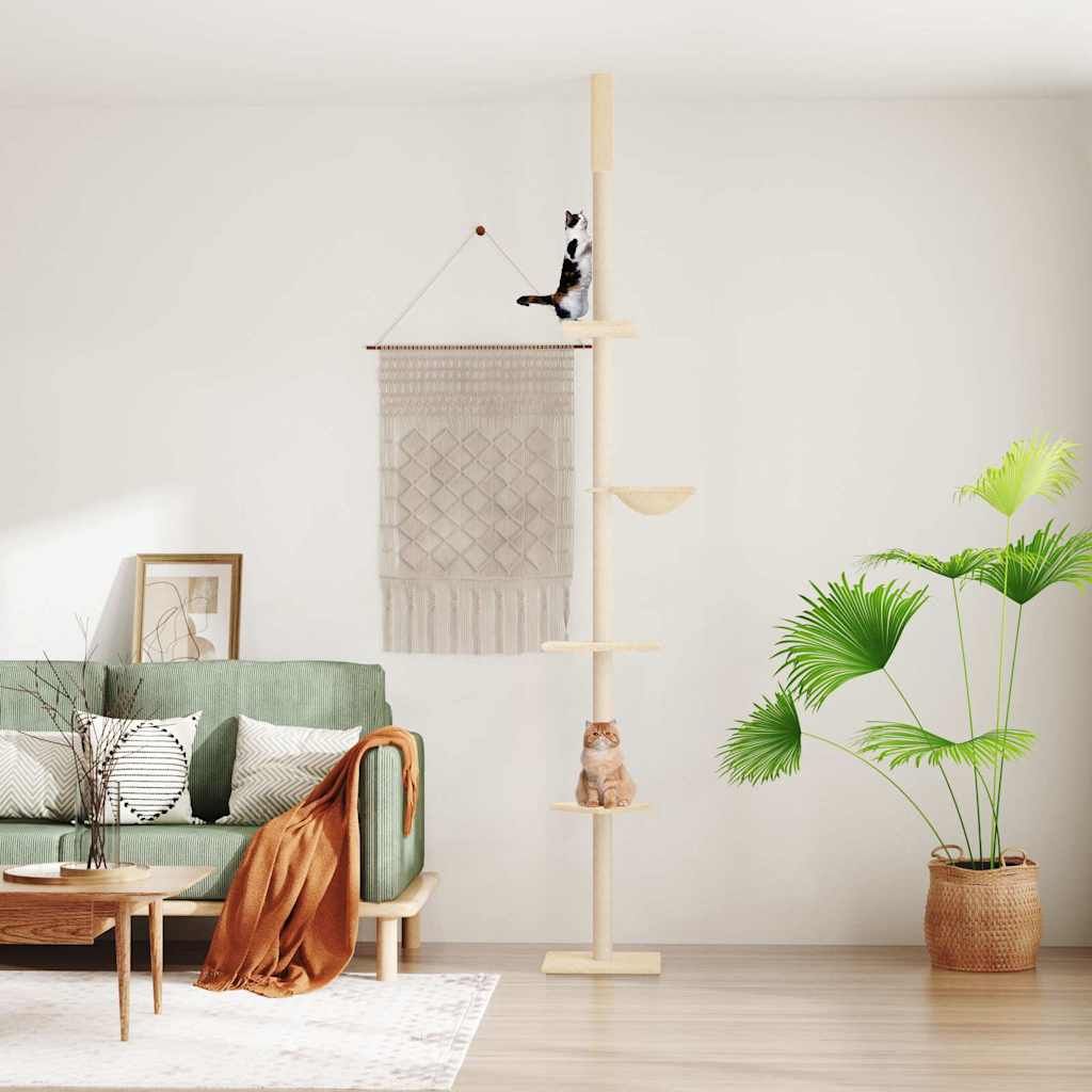 Albero per Gatti da Pavimento a Soffitto Crema 263,5-289,5 cm vidaXL