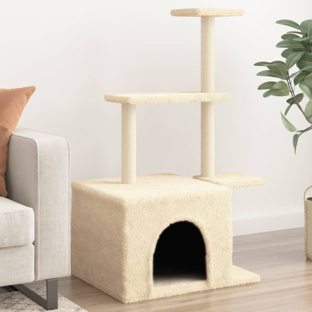Albero per Gatti con Tiragraffi in Sisal Crema 110 cm vidaXL