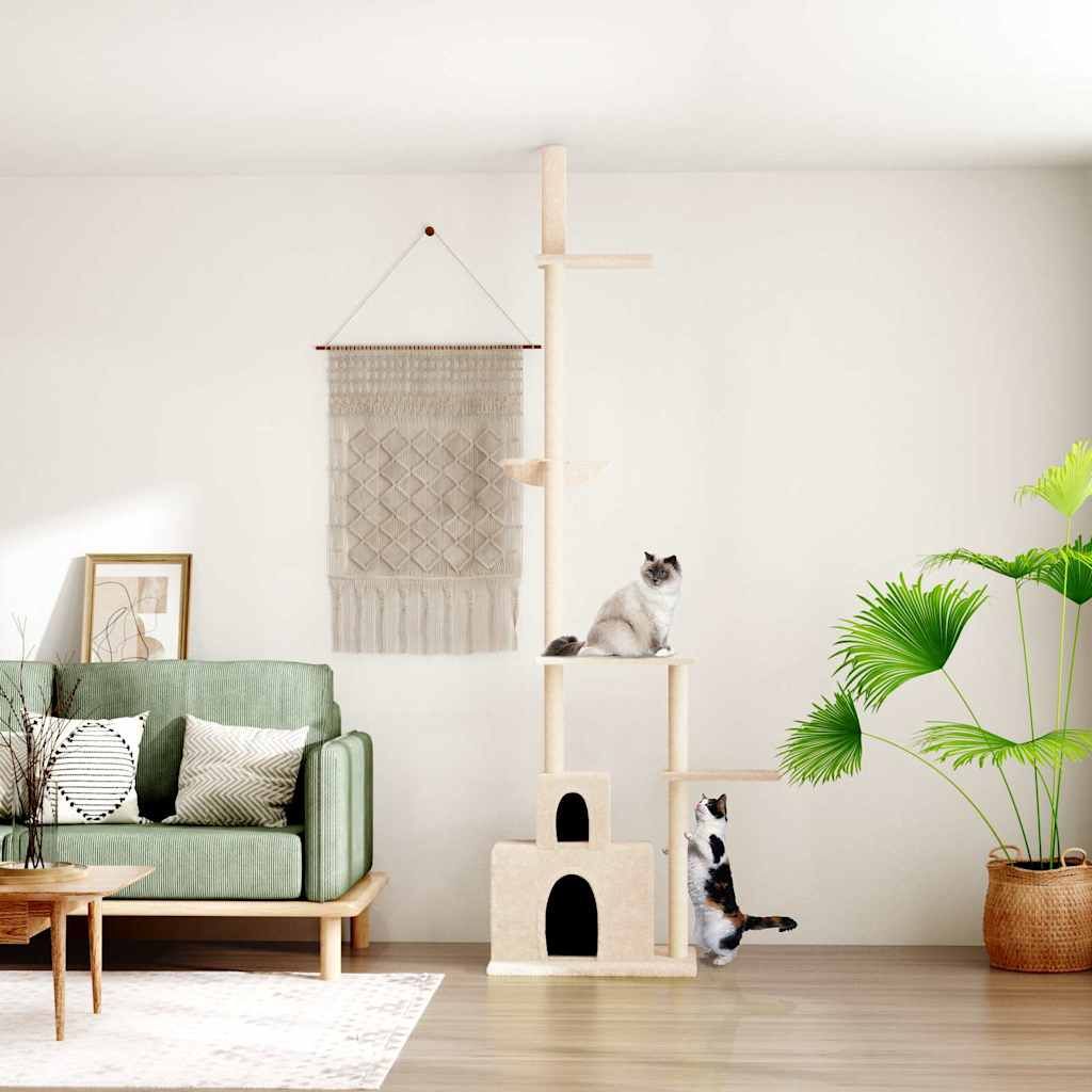 Albero per Gatti da Pavimento a Soffitto Crema 250,5-276,5 cm vidaXL