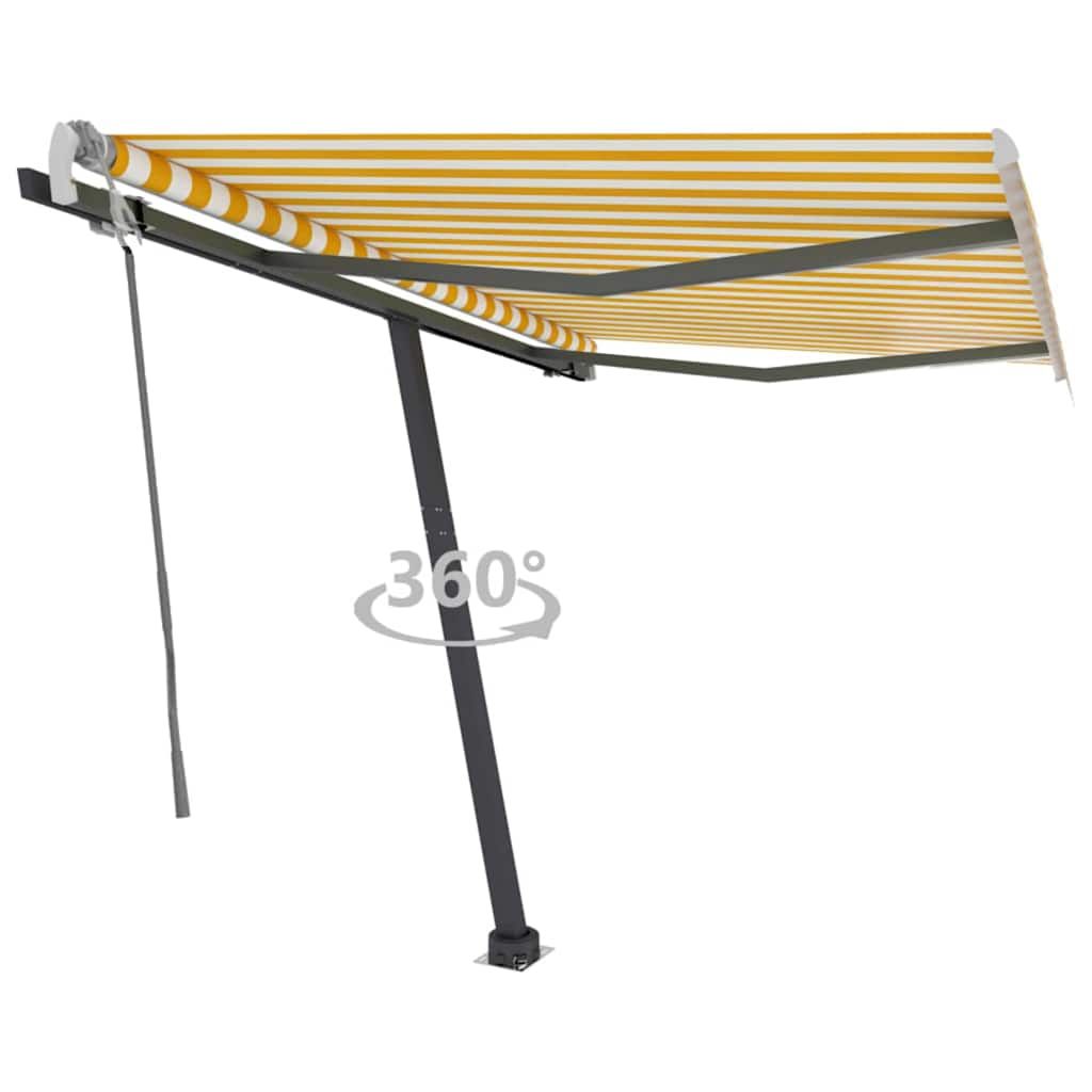 Tenda da Sole Manuale Autoportante 300x250 cm Gialla/Bianca vidaXL