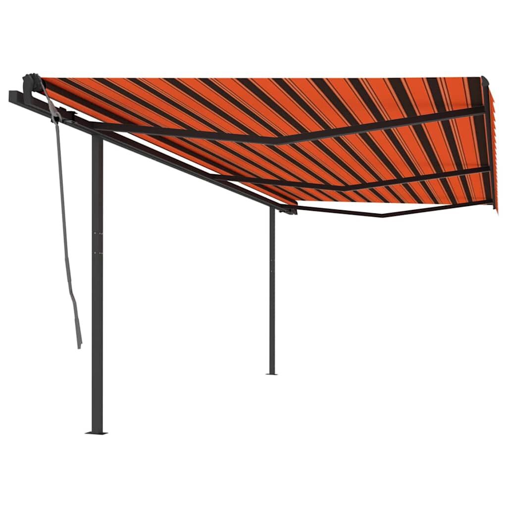 Tenda Retrattile Automatica con Pali 6x3,5 m Arancio e Marrone vidaXL