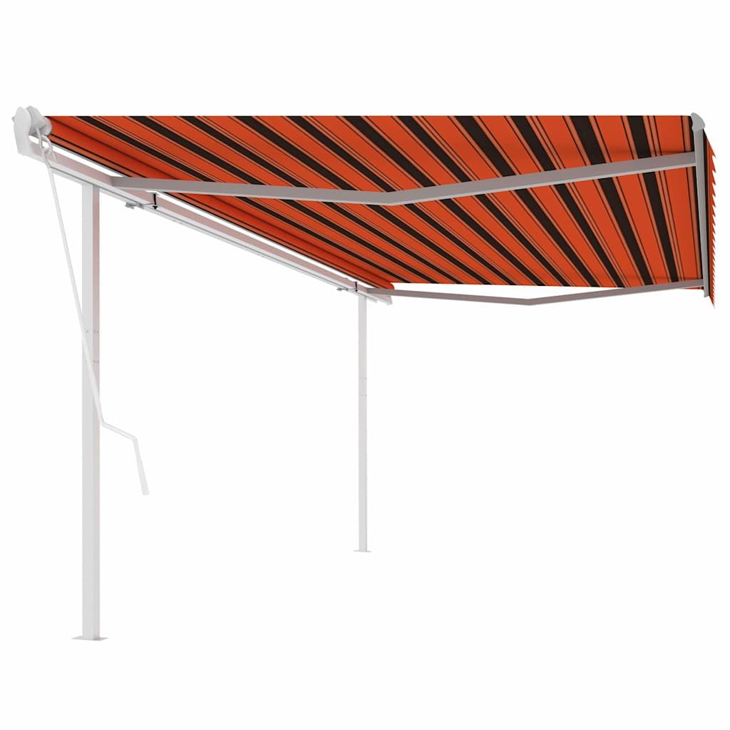 Tenda Retrattile Automatica con Pali 5x3,5 m Arancione Marrone vidaXL