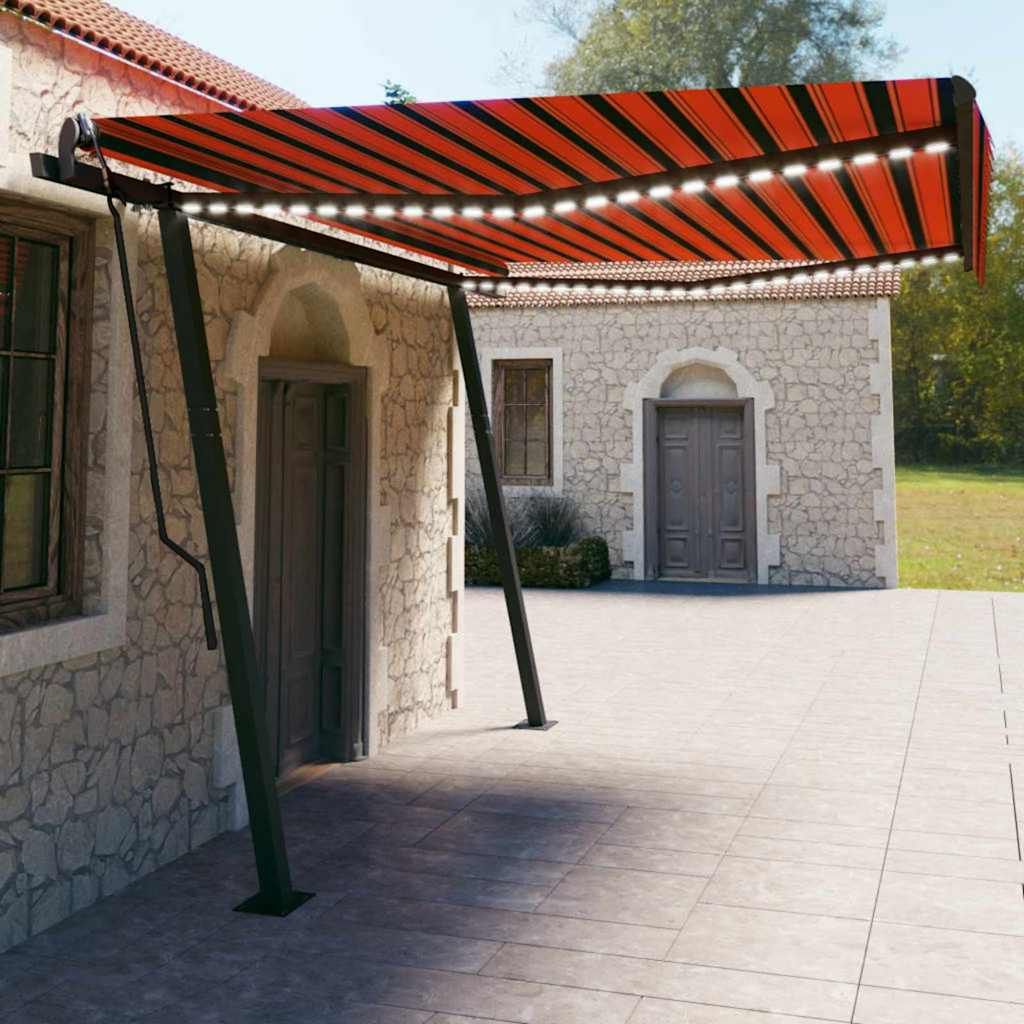 Tenda Automatica con Sensore Vento e LED 4,5x3m Arancio Marrone vidaXL