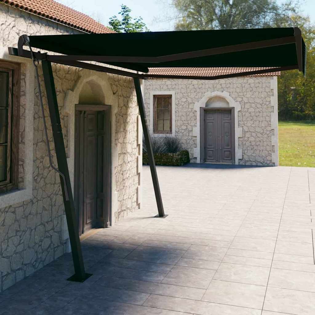 Tenda da Sole Retrattile Automatica con Pali 4x3 m Antracite vidaXL
