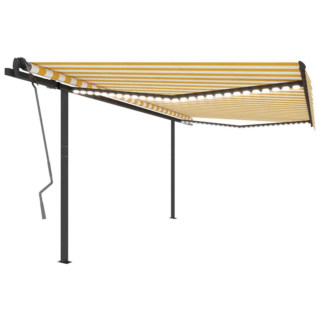 Tenda Automatica con Sensore Vento LED 4x3,5 m Gialla e Bianca vidaXL