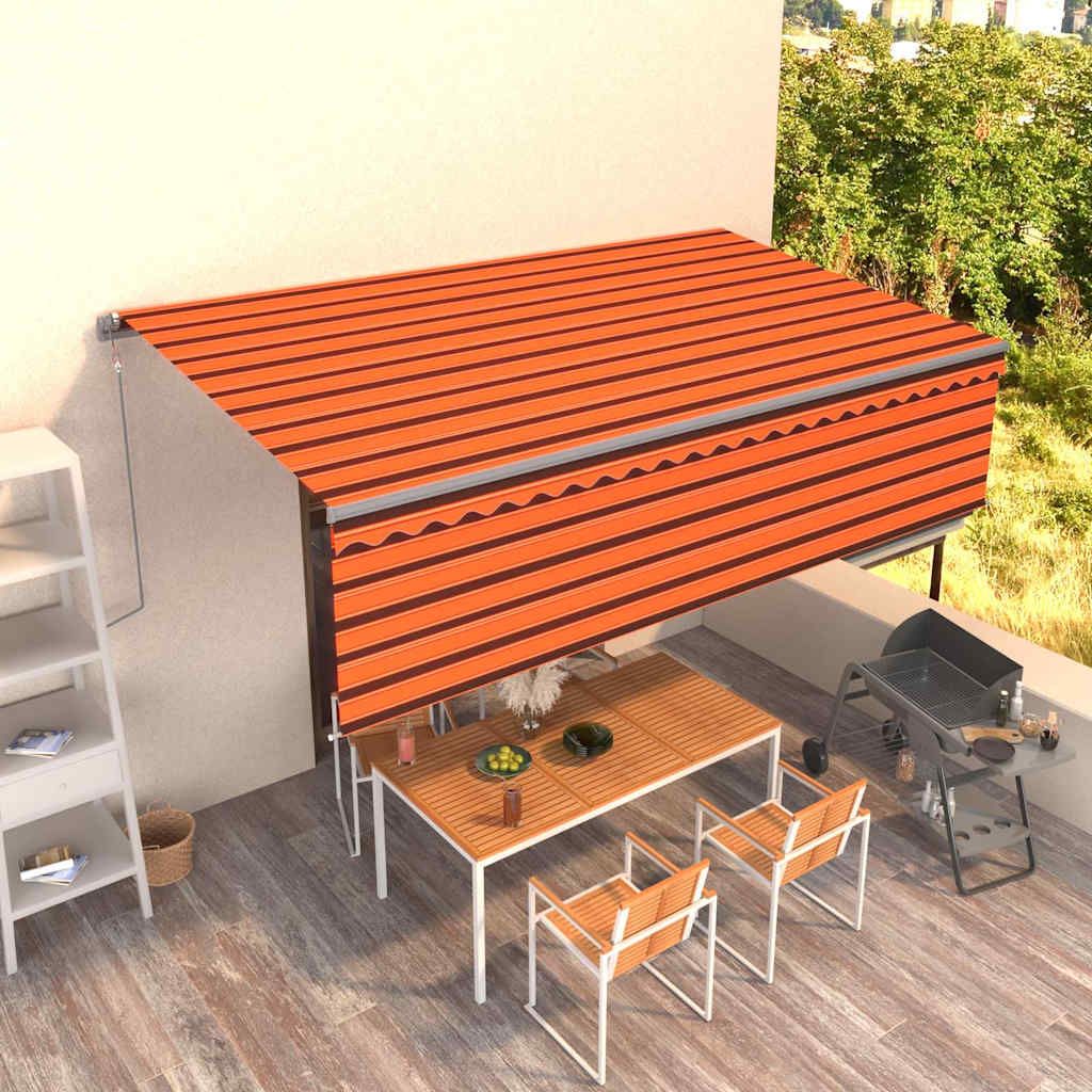 Tenda Sole Retrattile Automatica Parasole 5x3m Arancio Marrone vidaXL