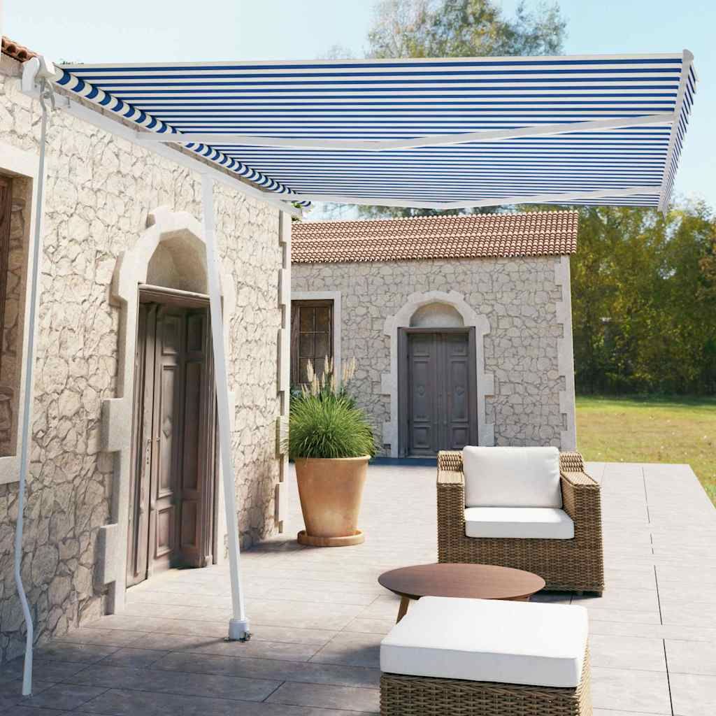 Tenda da Sole Manuale Autoportante 350x250 cm Blu/Bianca vidaXL