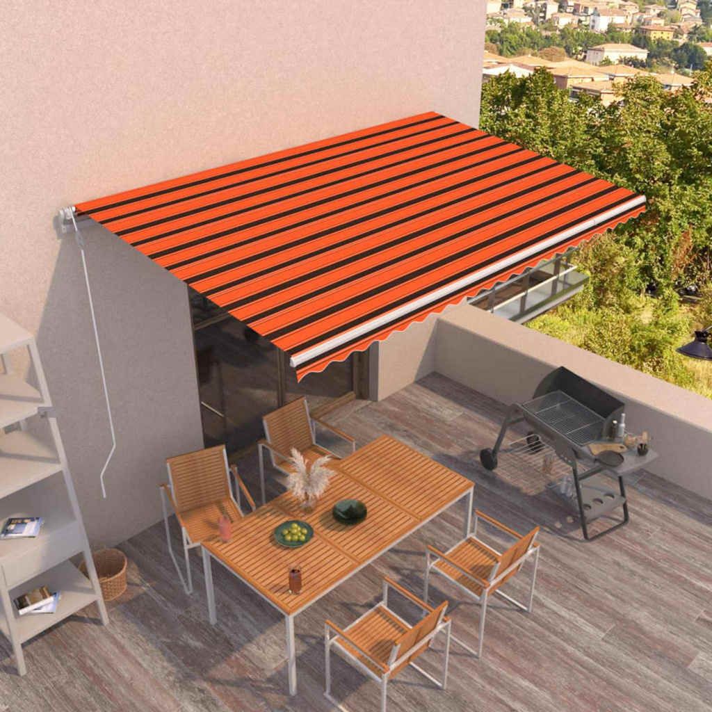 Tenda da Sole Retrattile Automatica 500x300cm Arancione Marrone vidaXL