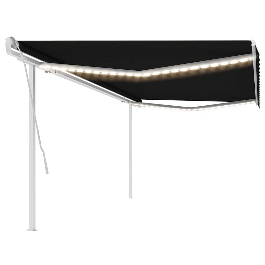 Tenda da Sole Retrattile Manuale con LED 5x3 m Antracite vidaXL