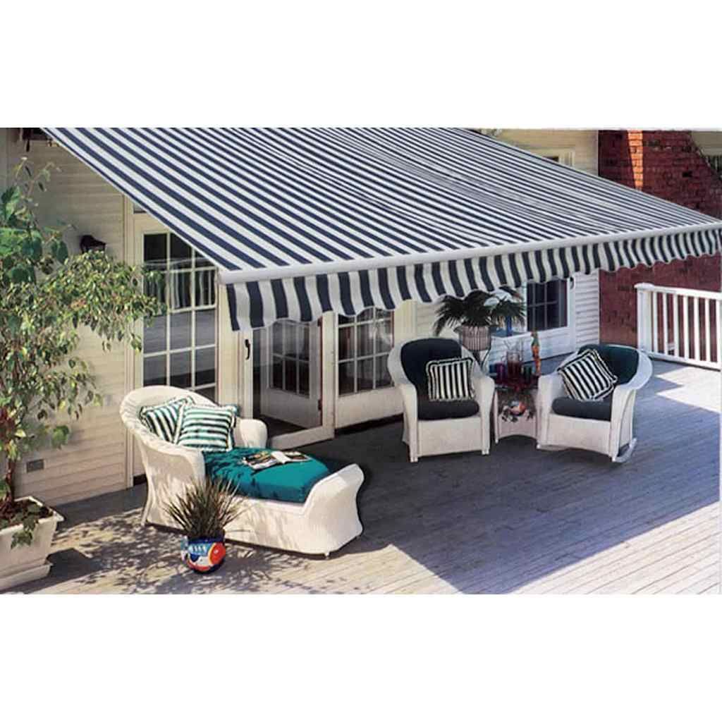 Tenda da Sole Pieghevole 300 cm Blu Marino e Bianco vidaXL
