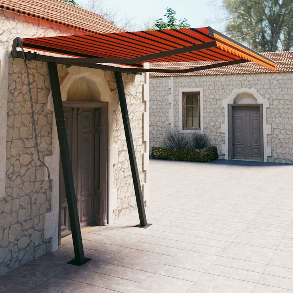 Tenda Retrattile Automatica con Pali 3,5x2,5m Arancio e Marrone vidaXL