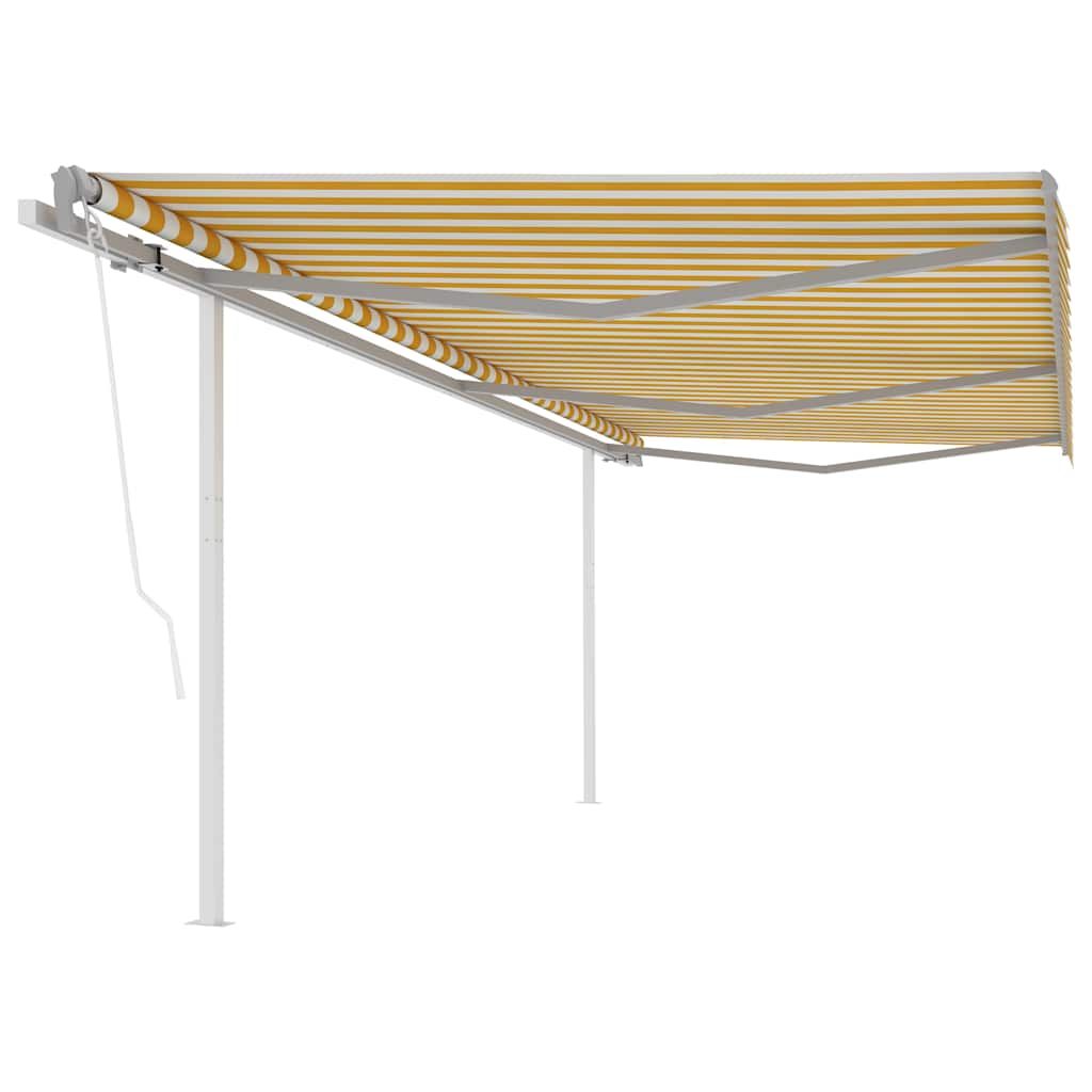 Tenda da Sole Retrattile Automatica Pali 6x3 m Gialla e Bianca vidaXL