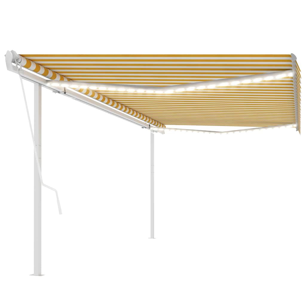 Tenda Automatica con Sensore Vento LED 5x3 m Gialla e Bianca vidaXL