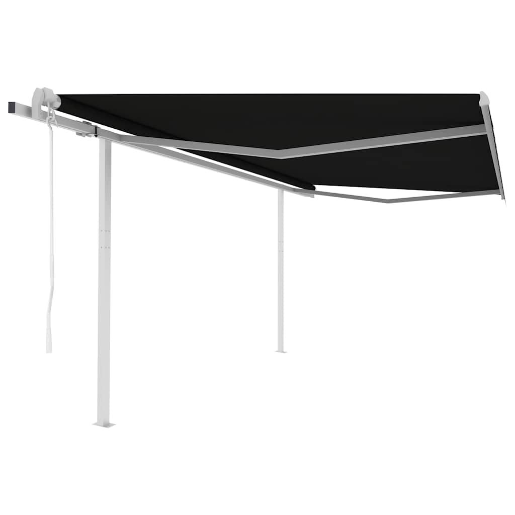 Tenda da Sole Retrattile Automatica con Pali 4x3,5 m Antracite vidaXL