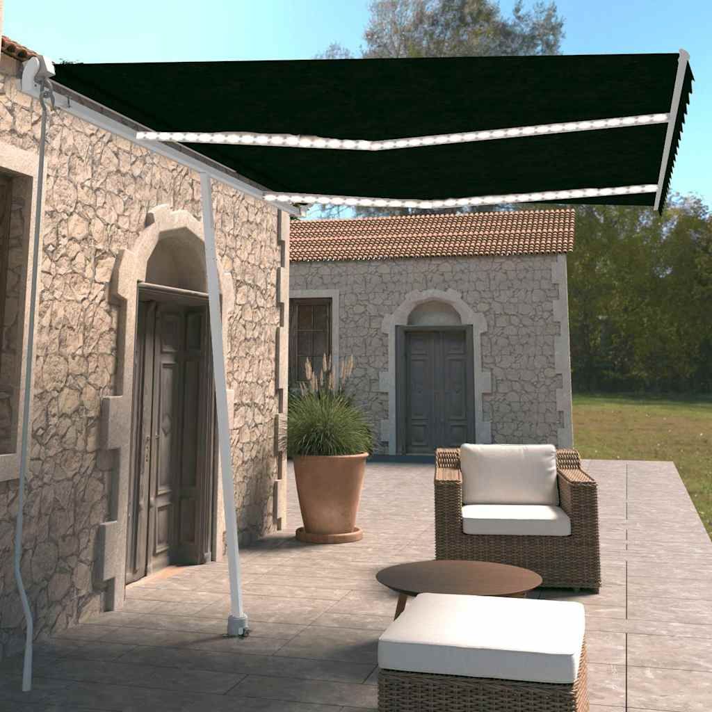 Tenda da Sole Retrattile Manuale con LED 300x250 cm Antracite vidaXL