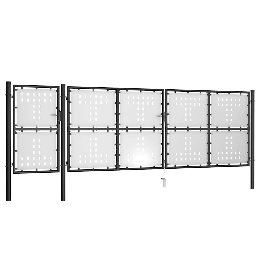 Cancello da Giardino in Acciaio 500x150 cm Nero vidaXL